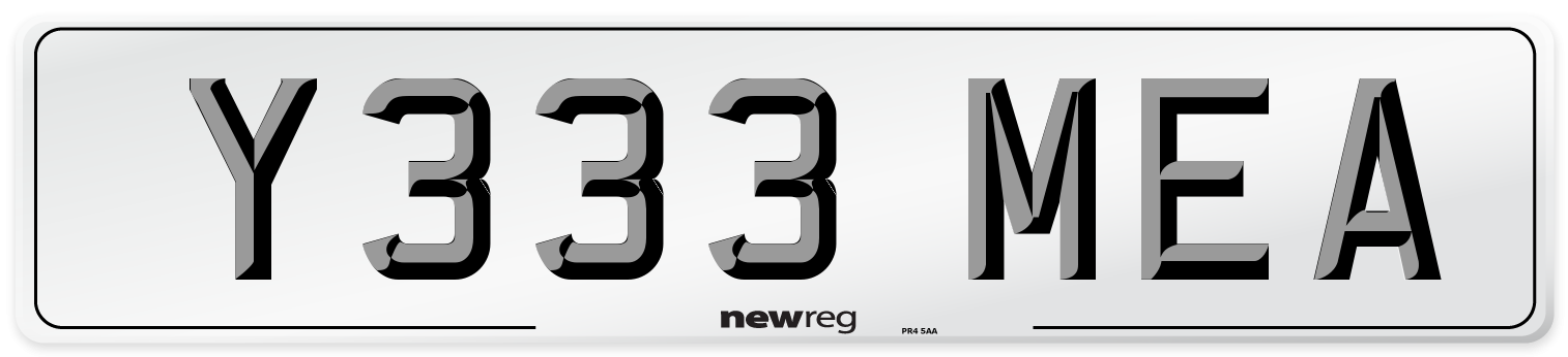 Y333 MEA Number Plate from New Reg